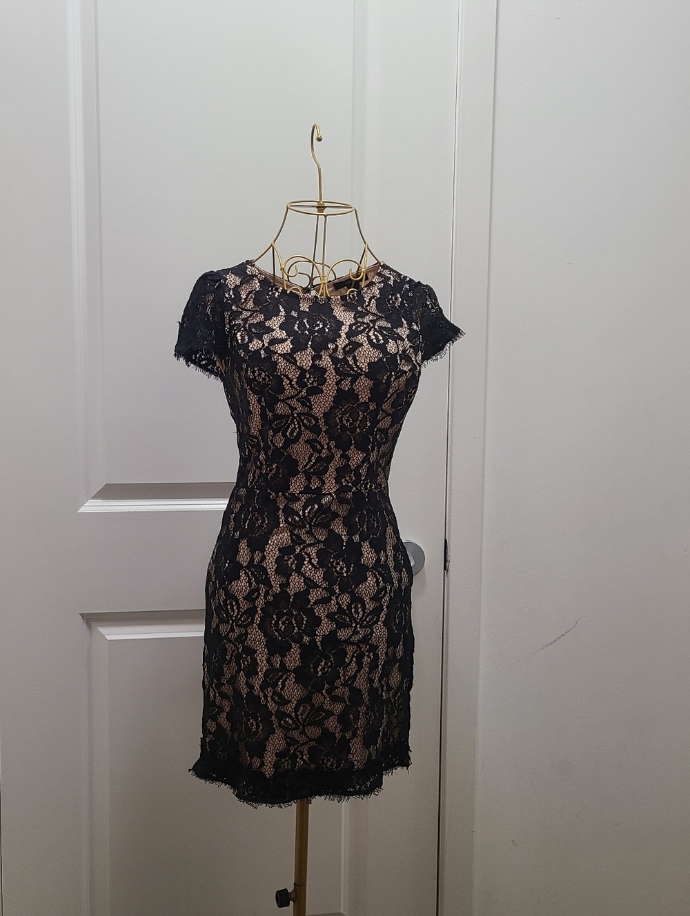 Forever 21 Black Lace Mini Dress with Nude Lining